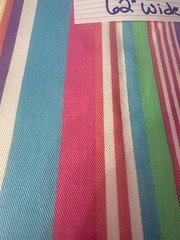 Upholstery Fabric 62”x 1 1/2 yds Cotton Duck Teal Pink Green Yellow Stripe.