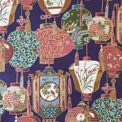 Artistic Expressions Oriental Gardens Lantern & Fish 100% Cotton Fabric 5 yards