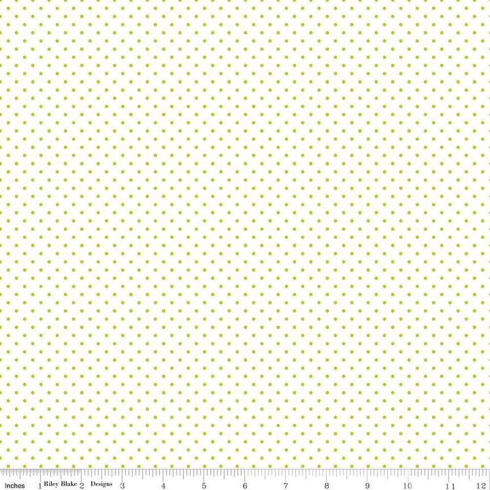 Fat Quarter Riley Blake Basics Swiss Dot (Printed) Lime Green On White Cotton
