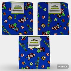 Nintendo Super Mario World Video Game Fabric Fat Quarter 18×22 100% Cotton X3