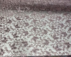 Dusty Butterfly Sequin Lace Fabric – 3D Embroidered Floral Mesh Couture Beaded