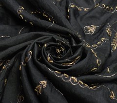 Sushila Vintage Black HEAVY Scrap Dupatta Pure Silk Handmade Zari Work LongStole