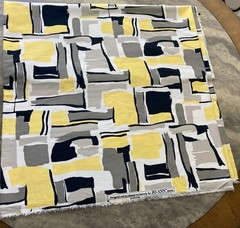 VTG Fabric Geometric Black-Yellow-Gray-White Pattern 48″x97″ Exclusive For Joann