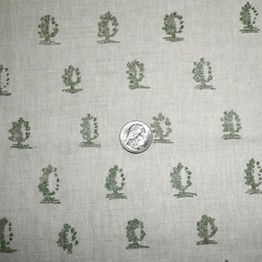 Rogers & Goffigon CHAMPLAIN — PINE Green 100% Linen Print Fabric LARGE REMNANT