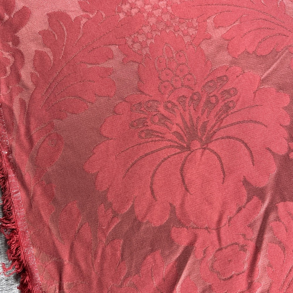 Red Floral Fabric Damasco Ruby Cotton 1.5 Yd x 57″ Remnant Fabric Upholstery