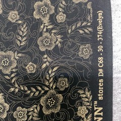 Jo-ann Black Beige Filigree Floral Fabric Cotton Quilting Cottagecore 2.8 yd