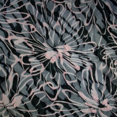 Designers lace devore fabric Black & Pink Floral Remnant 170x140cm Made in Italy