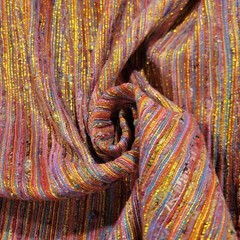 Pinks, Colors, Metallic Gold Handwoven Silk Fabric – Sari Waste – Eco-Friendly