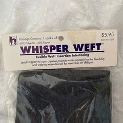 Whisper Weft 1 yrd Interlining/Interfacing Black Woven Fusible Interfacing New
