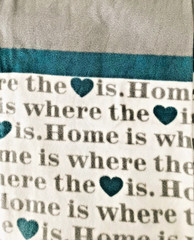 BTY “HOME IS WHERE THE HEART IS” ON WHITE ANTI PILL FLEECE FABRIC 1 YD 60 X 36″