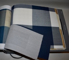 FABRIC SAMPLE BOOK Indoor/Outdoor CHECKS PLAIDS TICKING 49pcs LOT e-z peel back