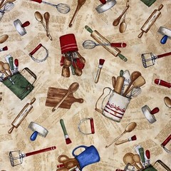 My Farmhouse Kitchen Cat Williams SSI Cotton Fabric 1/2 Yard (18 By 44”) New
