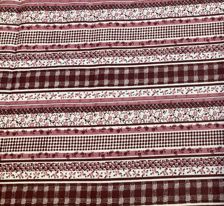 PINK & MAUVE FLORAL STRIPE COTTON– BY THE YARD