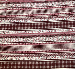 PINK & MAUVE FLORAL STRIPE COTTON– BY THE YARD