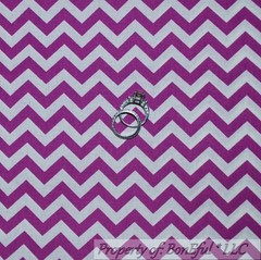 BonEful FABRIC FQ Cotton Quilt Fuchsia Purple Pink Bright White CHEVRON Stripe S