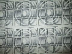 Harmony Swirls Gorgeous Green Blue Black White Cotton Fabric FQ