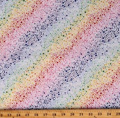 Cotton Rainbow Rainbows Spots Dots Ombre White Fabric Print BTY (D688.72)
