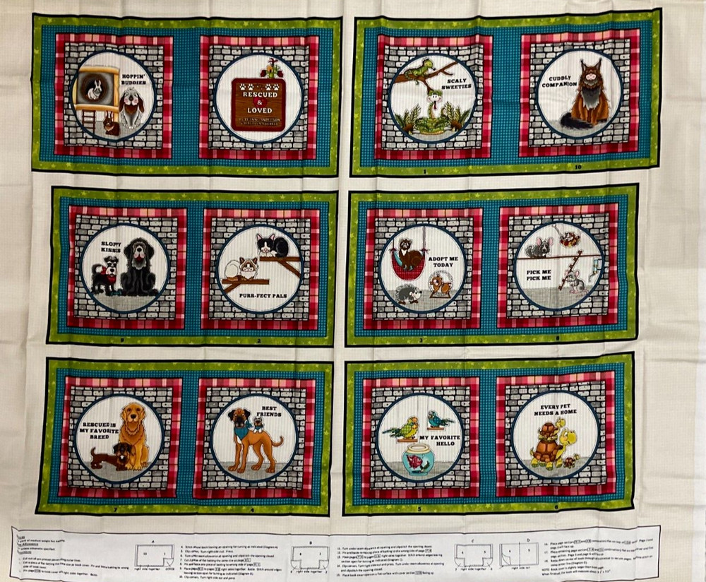 HENRY GLASS – RESCUED & LOVED BOOK PANEL #9398P-42 BY THE WHOLE COUNTRY CABOODLE