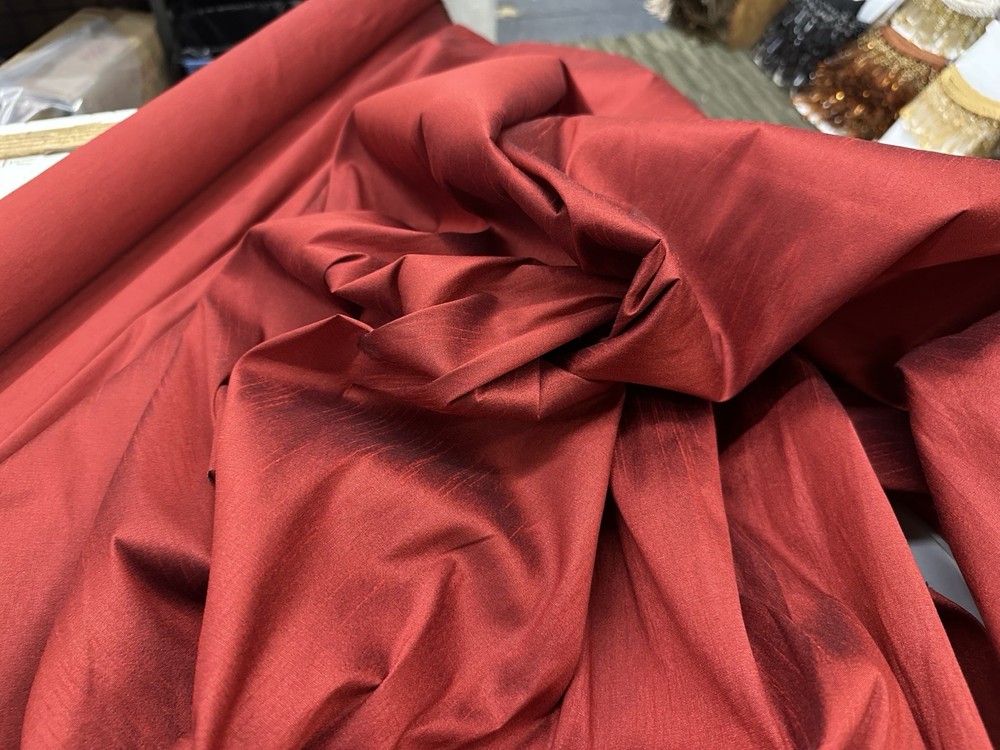 Faux Dupioni Fabric 54” Width Sold By The Yard Red Wine￼