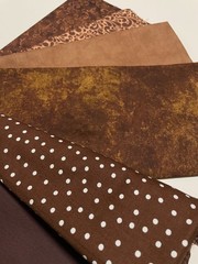Shades of Brown Cotton Fabric Remnants Bundle 7 pieces 2+ Yards