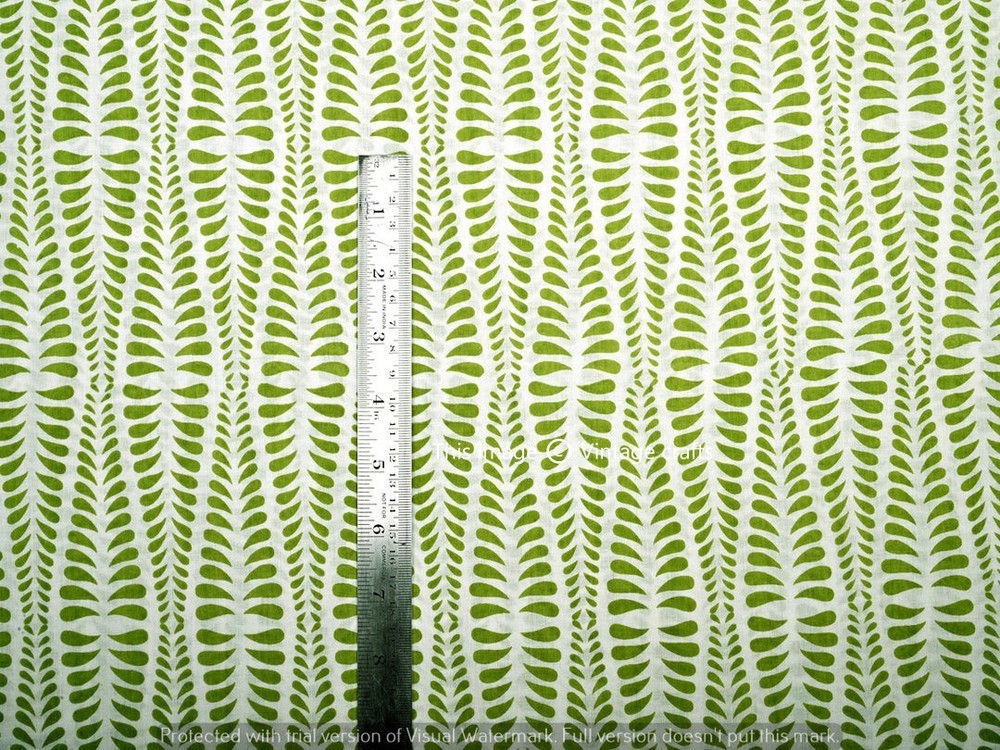 5 Yard Indian Green Floral Hand Block Print Cotton Fabric Dressmaking Sewing Art