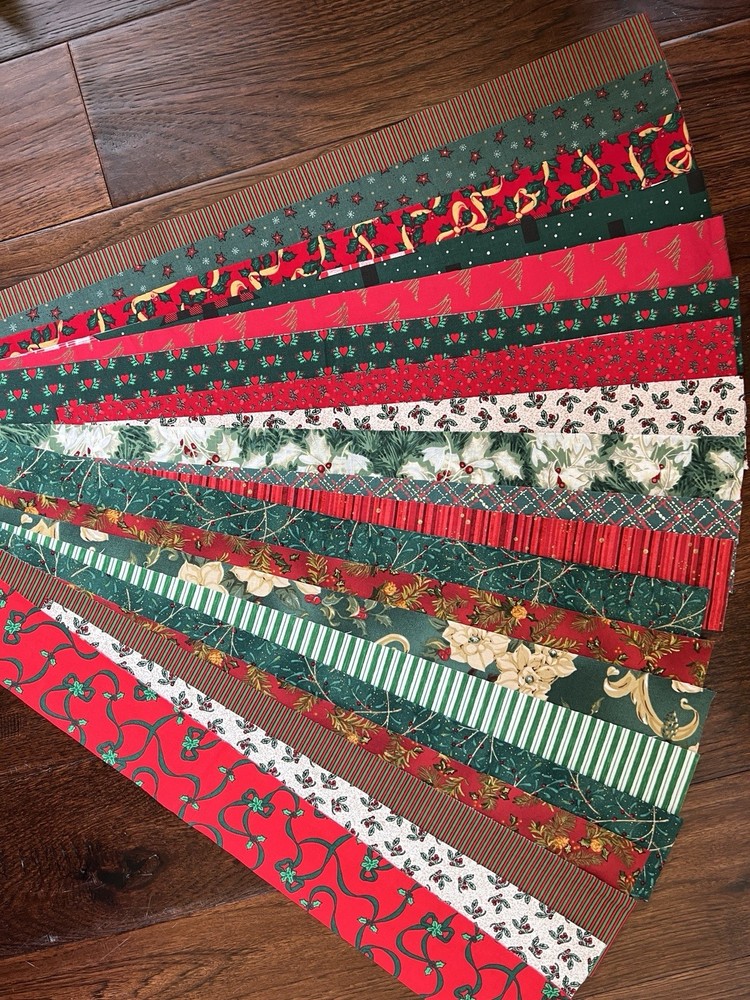 20 Jelly Roll Christmas Fabric- 2.5” x Variety Of Lengths 18”-42” Vintage
