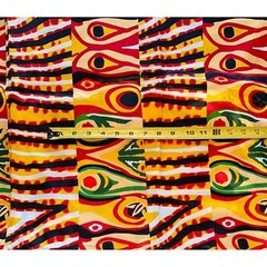 African Print, Satin Fabric – Yellow, Red,”Khemet Pepper”, Yard or Wholesale