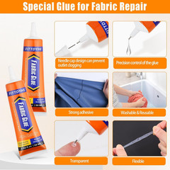 Fabric Glue Permanent Clear 60 ML for Clothing Patches Rhinestones Denim Leather