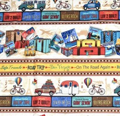 OOP Cotton Fabric Timeless Treasures “On the Go” Quilting Bicycles Travel