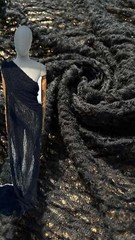 Black Linen Cotton Blended Sewing Fabric By 2 Meters.