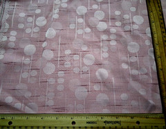 3 yd x 62 w Polyester Fabric Pink w/’Satin Circles’ Thin Broken Lines NO STRETCH