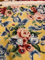 12 Yds Vintage Barrow Belcourt Floral Upholstery Fabric Yellow Pink Blue 55″ W