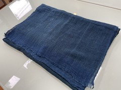 Antique Japanese BORO Indigo Kaya Mosquito Net Fabric Faded Distressed Blue 74″