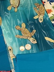 Sea Creatures Turtles Fish Aquatic Ocean Cotton Fabrics 3 Prints 1 Solid Aqua