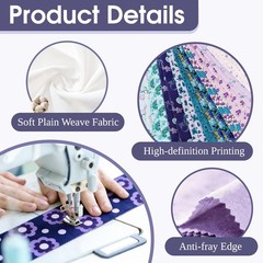 40 PCS Jelly Roll Cotton Fabric Strips For Quilting PreCut Bundle 2.5×45 Inch