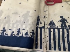 SEASIDE SILHOUETTES POSITIVE BORDER boat cotton FABRIC Daisy Kingdom 1/2 yd BTHY