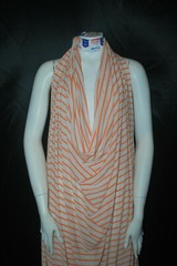 Linen Cotton Rayon Knit Jersey fabric 3/16″ Orange 1/2″ Natural Oatmeal Stripes