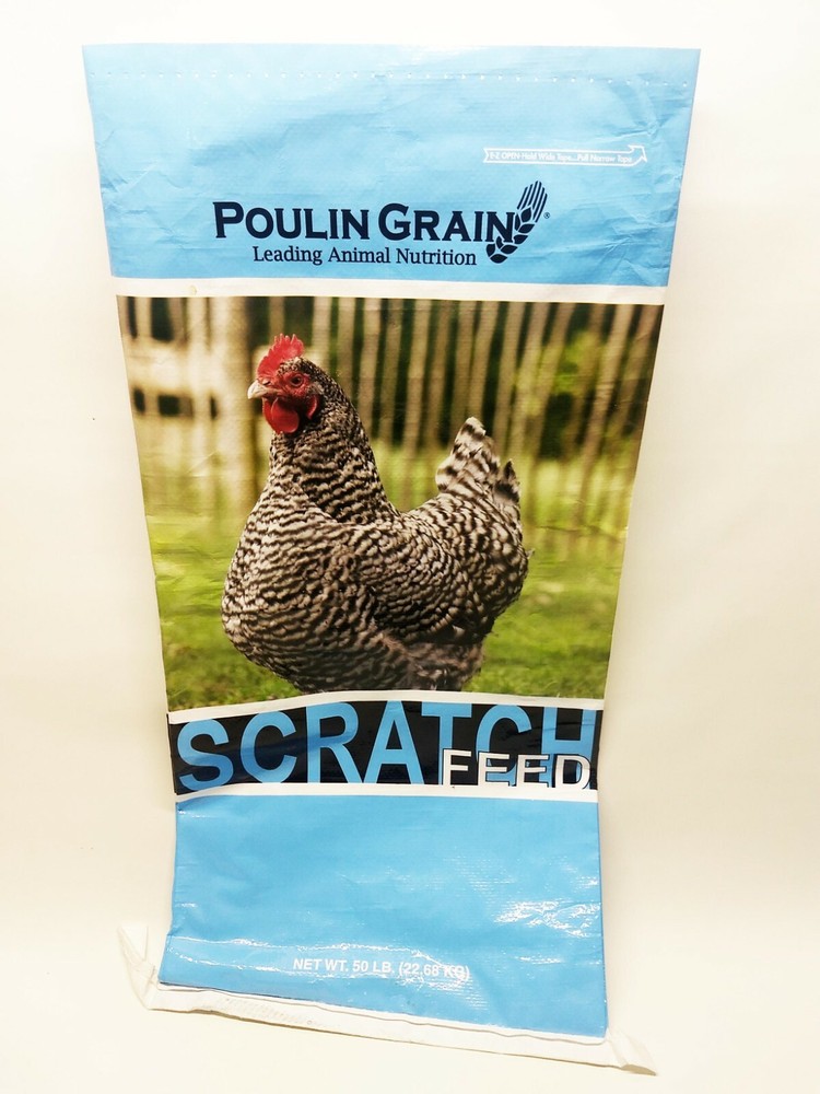 Empty Chicken Feed Woven Plastic Bag Sack Poulin Grain Crafts Art Repurpose