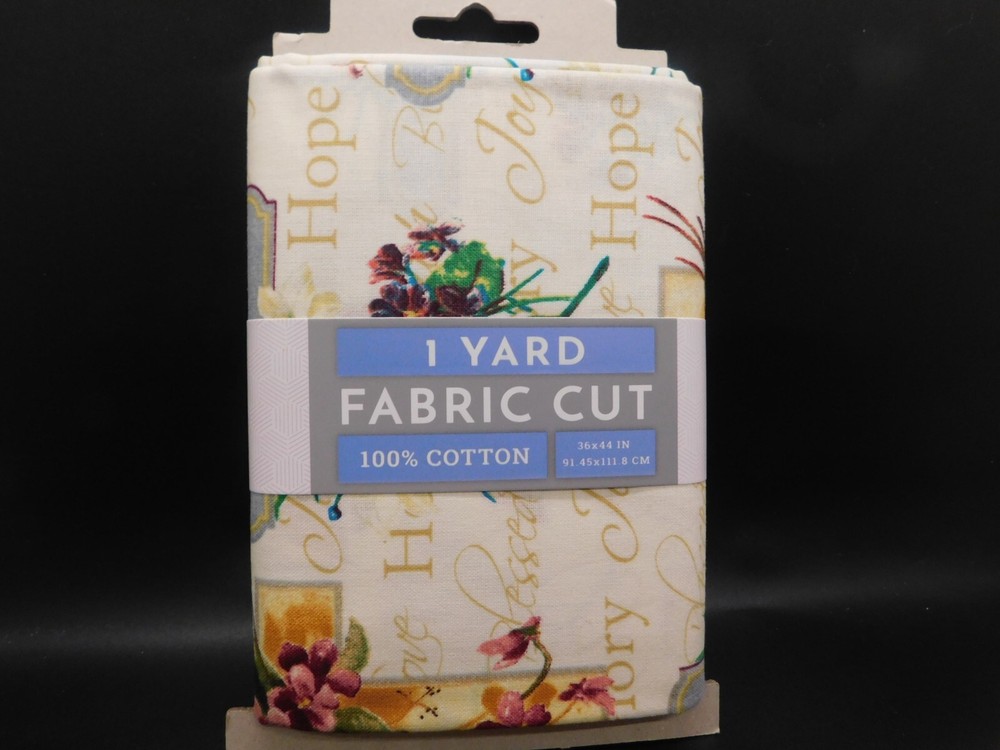 David Textiles 1 yard fabric cut 100% cotton 36x44in Hope, Joy, blessed,