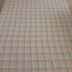 Vintage Woven Fabric 4.25 Yards Pink Gray Plaid 153×62 Reversible Lightweight