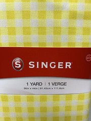Singer Spring Yellow Checks 1 Yard Quilting Sewing Crafts Fabric 100% Cotton New