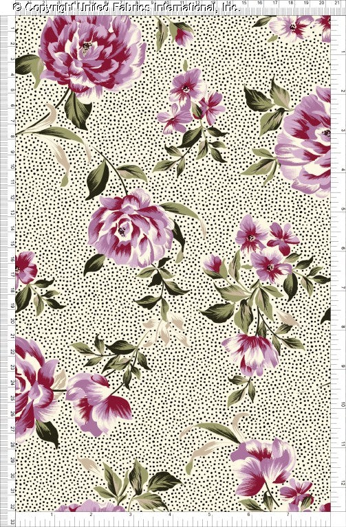 Challis Rayon Printed Ksenia, Floral Fabric, Dress Fabric, Sewing Fabric