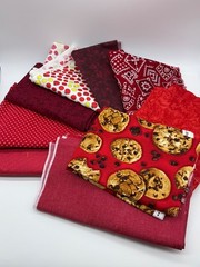 Red Variety Fabrics Remnants Odd Uneven Cut Shape Different Design READ DESCRIPT