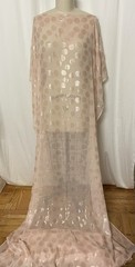Blush Pink Pure Silk Chiffon Fil Coupe Satin Polka Dot Fabric By The Yard 44″ W