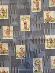 VTG American Greetings HOLLY HOBBY Denim Blue Patchwork Fabric 45″ x 57″ OOP HTF