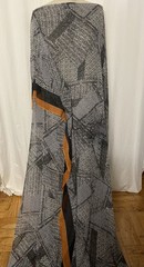 100% Silk Chiffon Geometric Patchwork Mosaic Grey White Fabric By The Yard 54″ W
