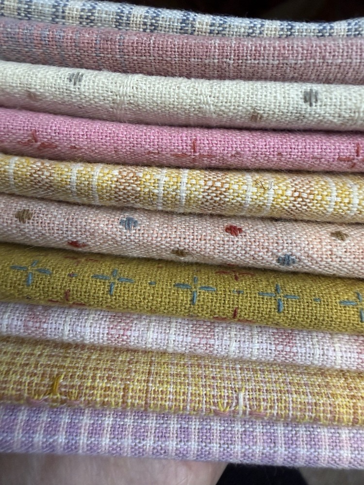 10 pcs Yarn-Dyed Cotton Fabric Bundle 7×9” Patchwork Quilting