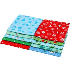 10 pcs 18×21 inch 100% Cotton Quilting Fabric Bundle Fat Quarters Christmas
