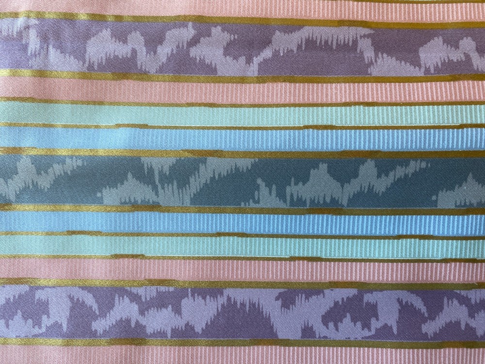 BOUSSAC KENMILL TUILLERIES FABRIC 1985~Home Decor~GOLD STRIPE~Pastel Peach Blue~