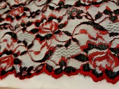 2 Pcs Black Red Lace Fabric 2 Yd with width 15 Inch & 1 1/2 Yd with 7 In width